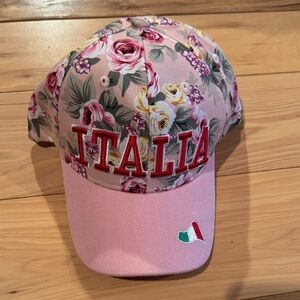 NWOT Pink Floral Italy Italia Adjustable Baseball Cap